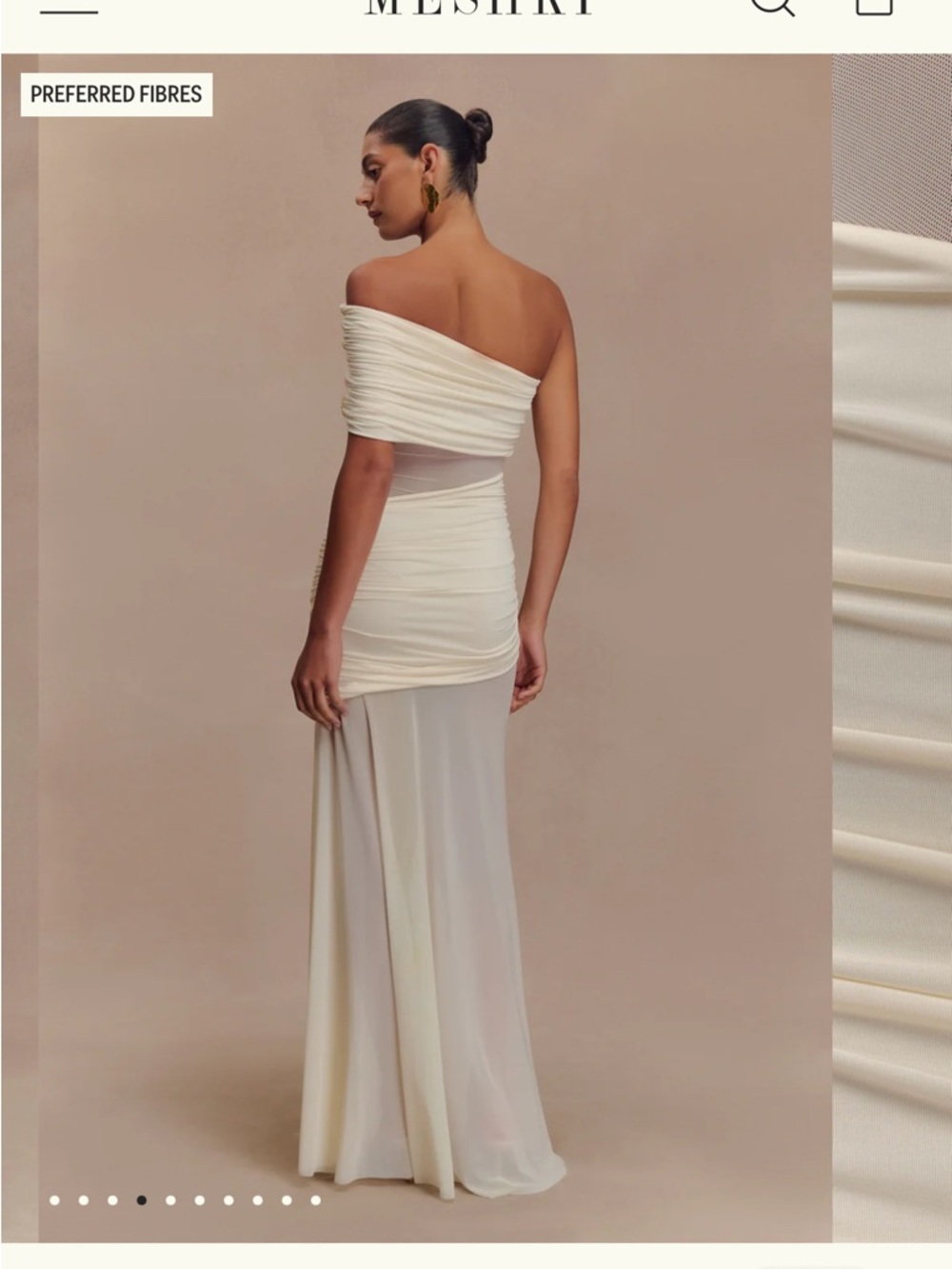 Meshki Dallas Dress-Ivory- One-Shoulder Asymmetrical Ruched Maxi Dress - Picture 3 of 8